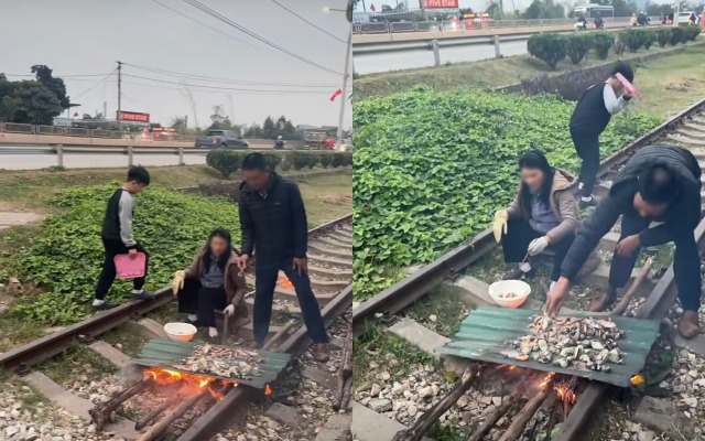 Công an làm việc với gia đình nướng đồ ăn trên đường sắt ở Quảng Ninh, bất ngờ mức x:ử ph:ạt