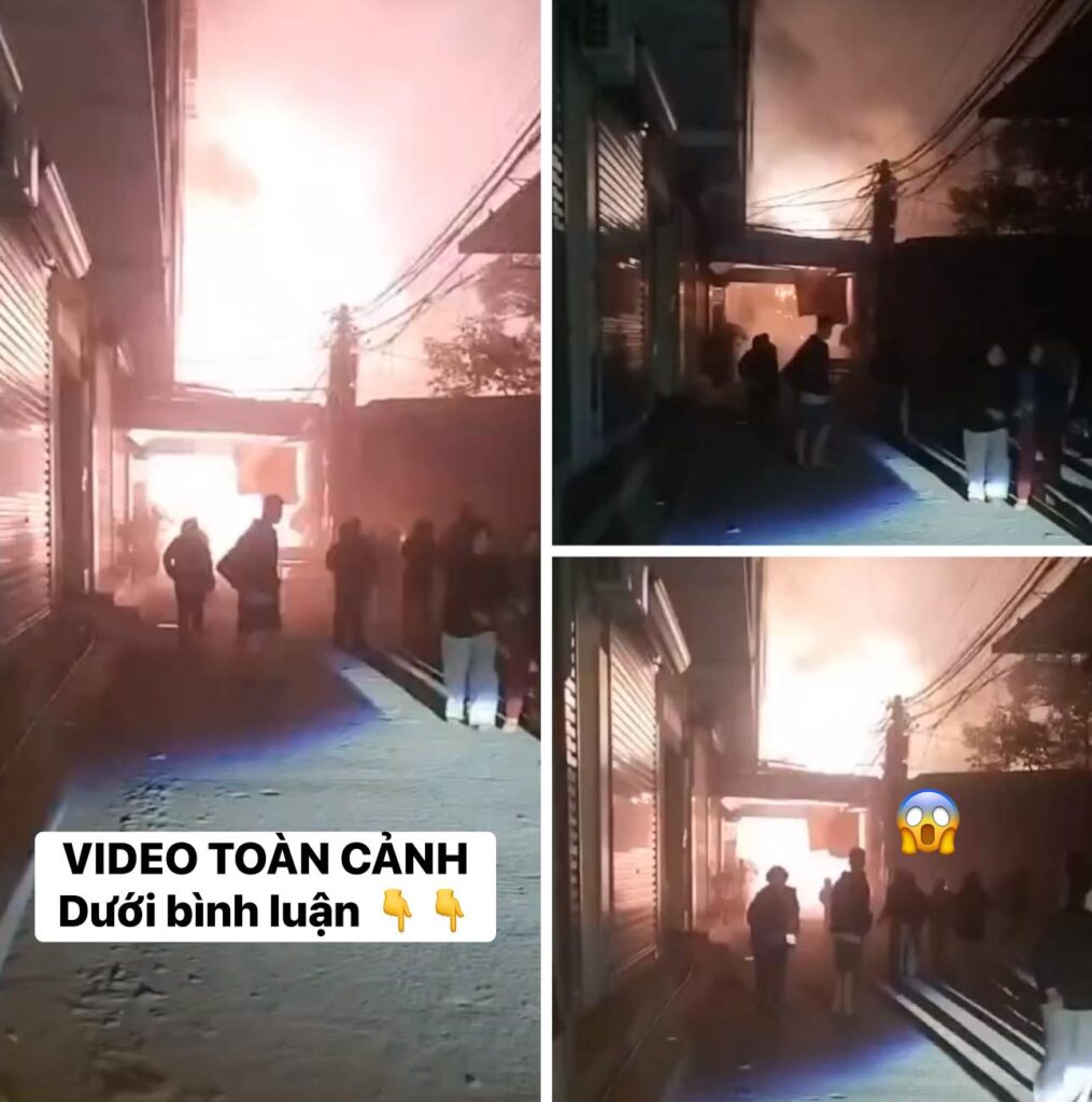 Tiếng n**ổ to rồi cháy lớn , nhiều người dân bỏ ch*ạy