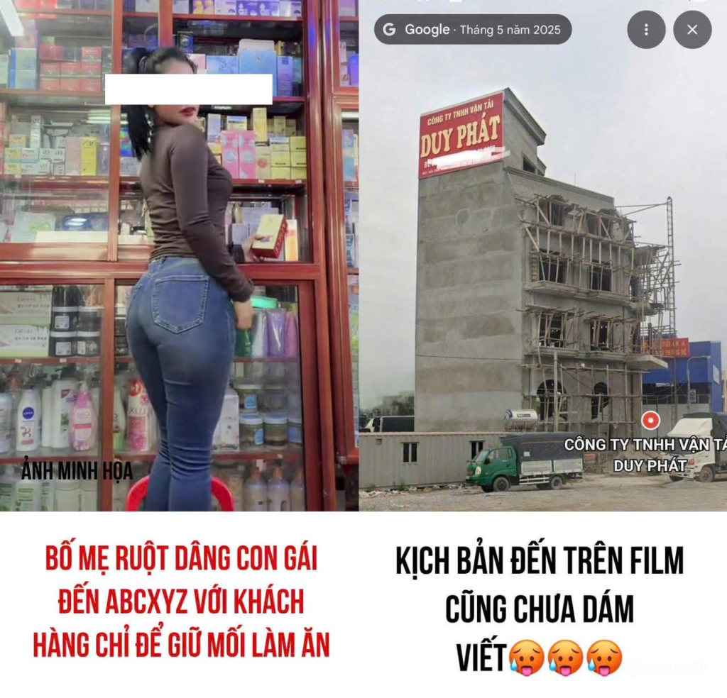 BỐ MẸ RUỘT D/\ÂNG C:ON G:ÁI ĐẾN ABCXYZ VỚI KH:ÁCH H:ÀNG CHỈ ĐỂ GIỮ MỐI LÀM ĂN, KỊCH BẢN ĐẾN TRÊN FILM CŨNG CHƯA DÁM VIẾT