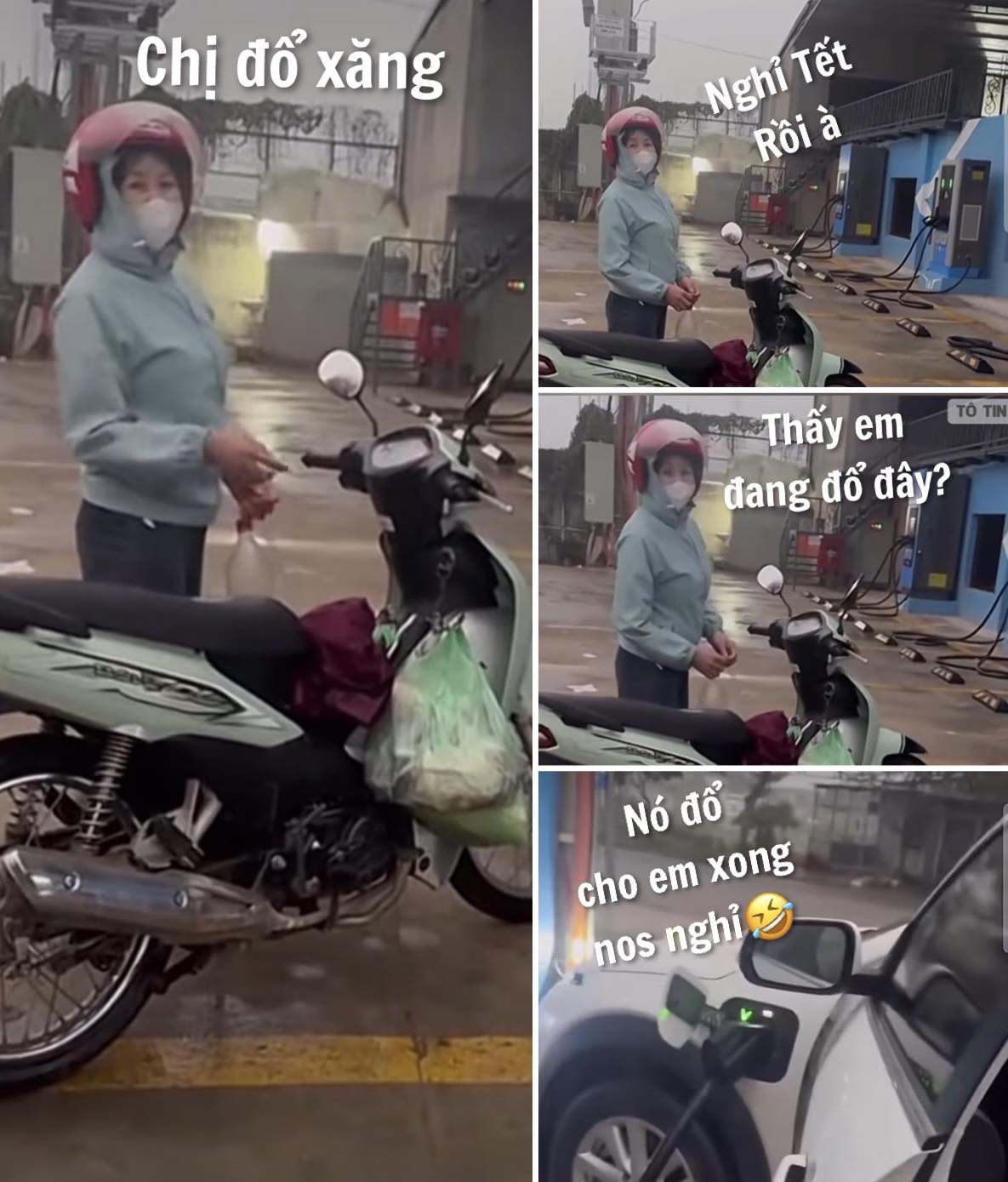 Vjde0 bà chị đổ xăng