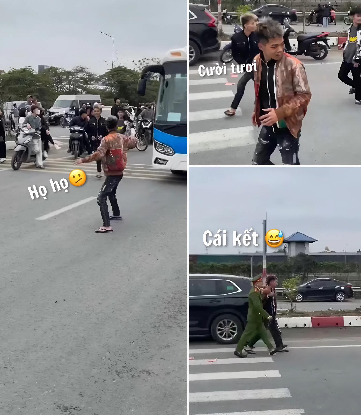 Vjde0 chạy trước xe quân sự