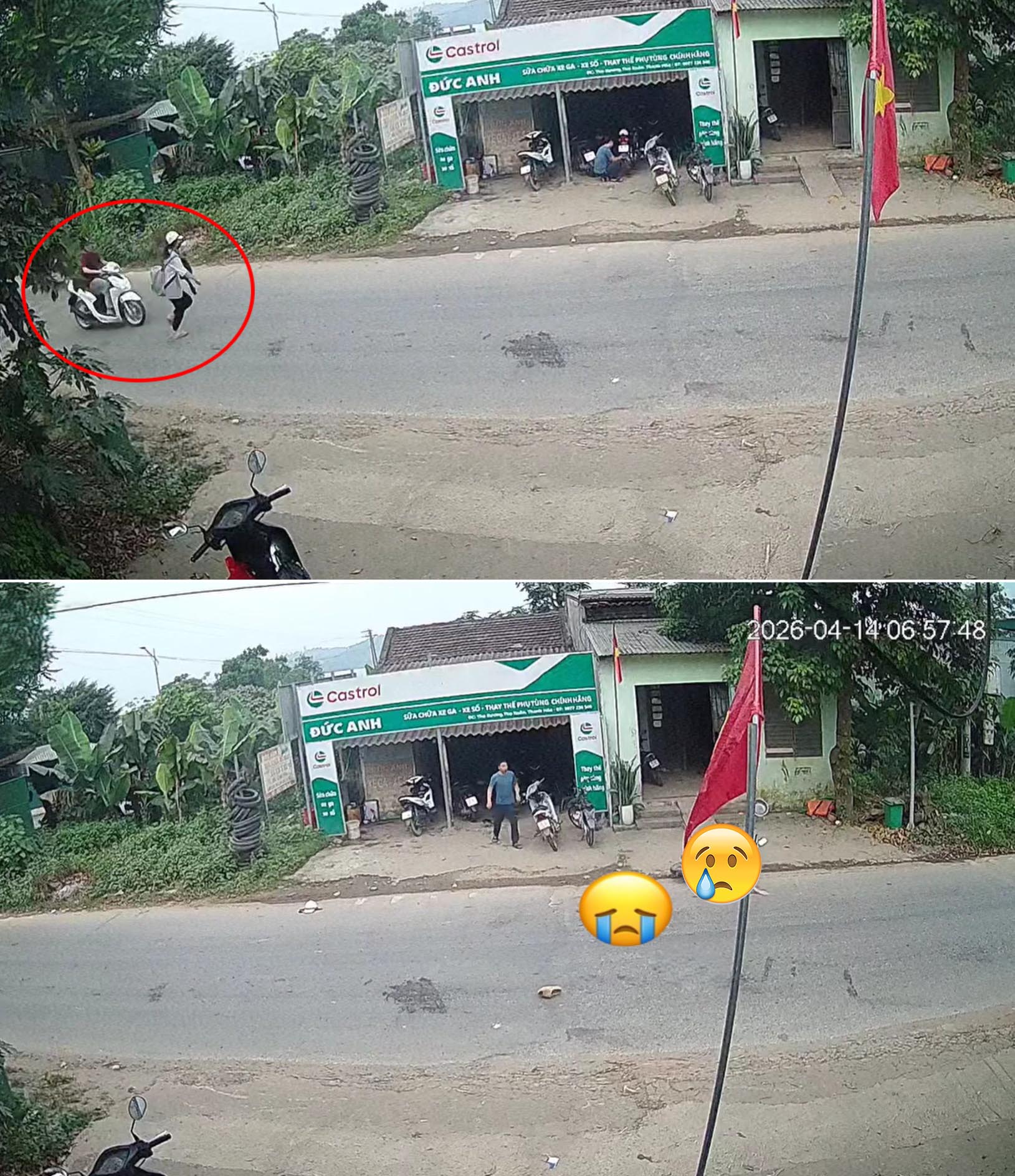 Camera an ninh ghi lại khoảnh khắc NỮ SINH qua đường thiếu quan sát varcham với xe máy đi cùng chiều