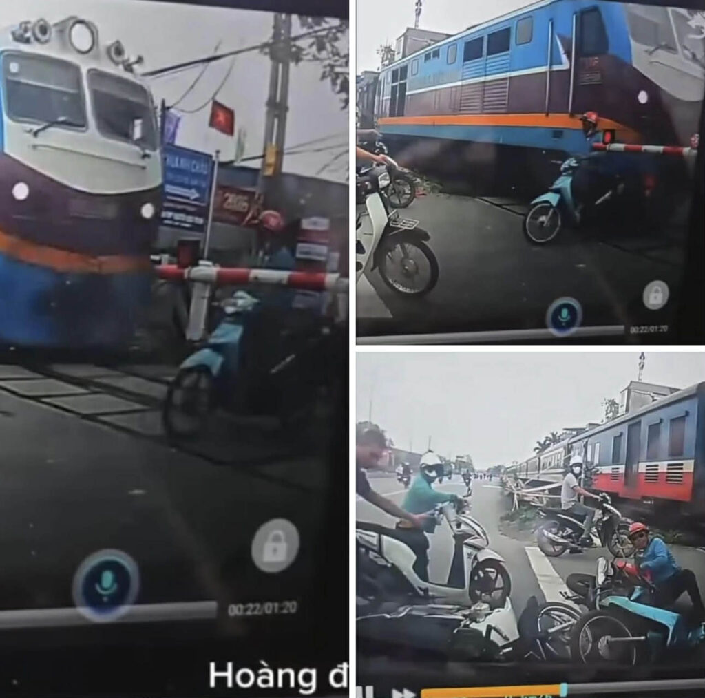 thanh niên wave xanh vượt tàu các cụ gánh còng lưng. xem mà k hiểu kiểu gì luôn