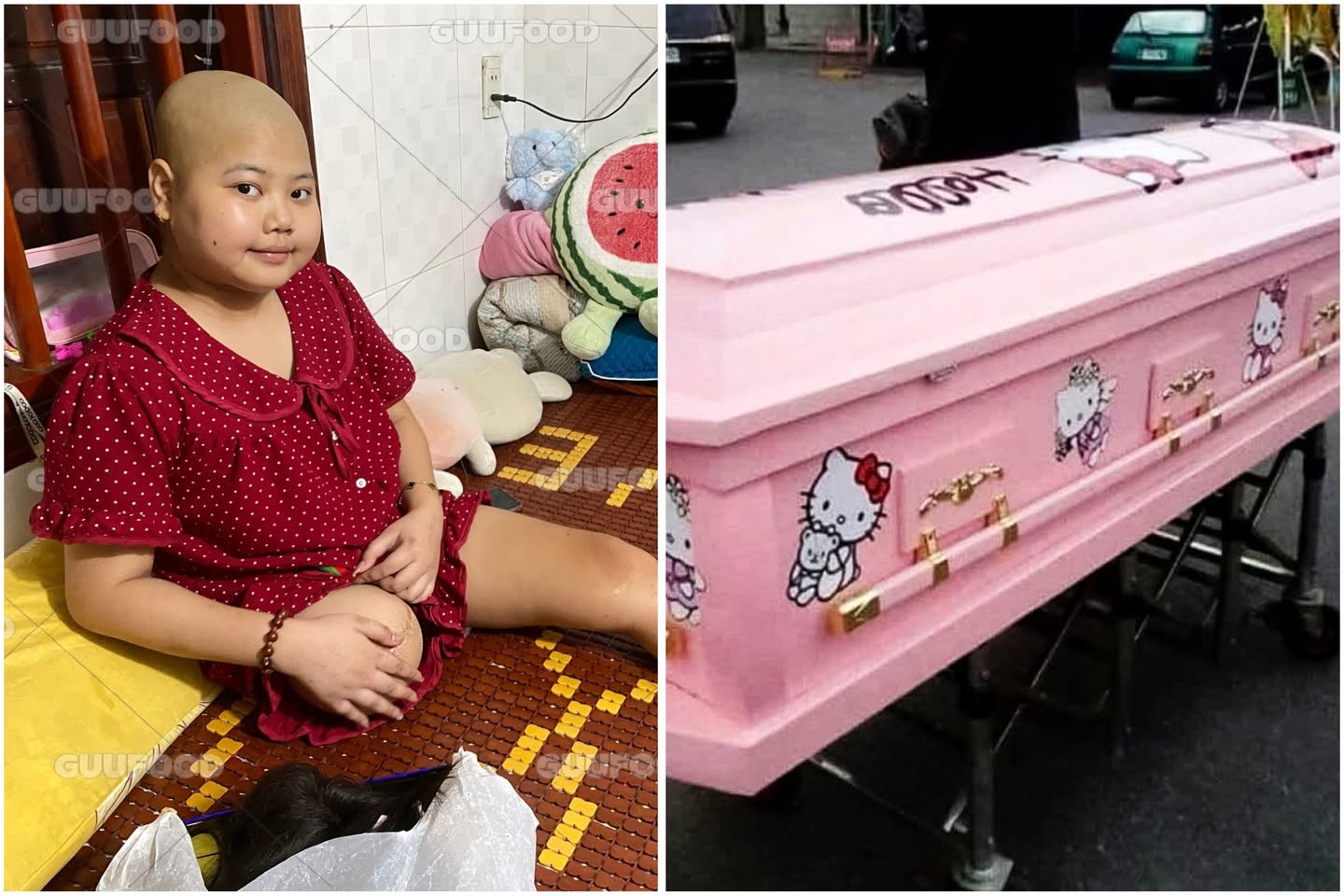 Mẹ tha thiết nhờ tìm áo quan màu hồng Hello Kitty. Đó là ước nguyện của con gái 13T bị K xương
