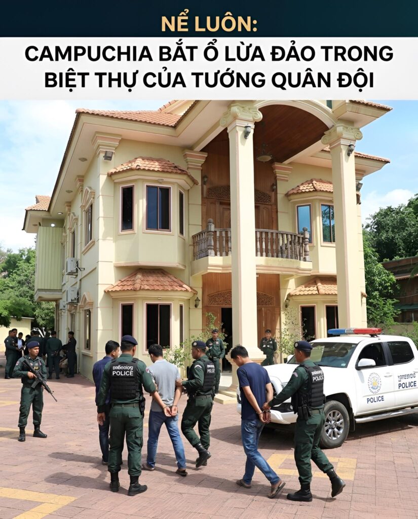 CAMPUCHIA GÂY CHẤN ĐỘNG: TRIỆT PHÁ Ổ LỪA ĐẢO TRỰC TUYẾN HOẠT ĐỘNG TRONG BIỆT THỰ CỦA MỘT TƯỚNG QUÂN ĐỘI