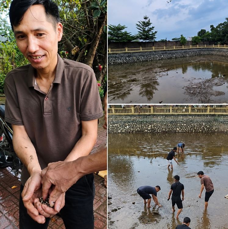 Hà Nội: Đôi vợ chồng tát cạn ao cá của làng tìm dây chuyền vàng đánh rơi khi tập bơi, cái kết “cả làng cùng vui”